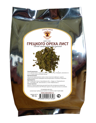 Грецкого ореха лист (50 г), Старослав